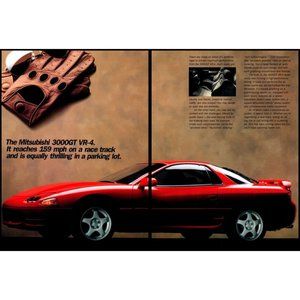 1994 Mitsubishi 3000GT VR-4 Sports Car Coupe Vintage Print Ad Driving Gloves Art